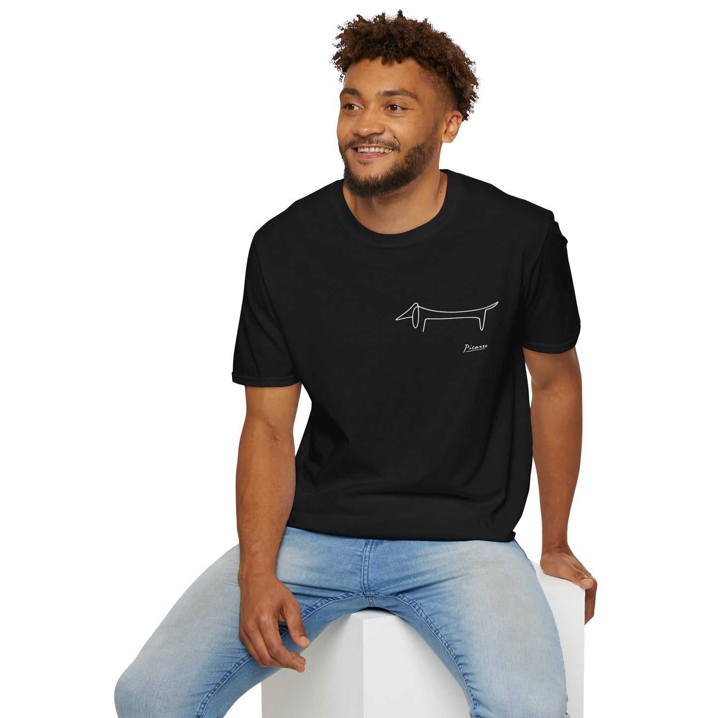 Picasso Dackel T-Shirt – Minimalistische Hundelinie mit Kultfaktor - kleines Motiv