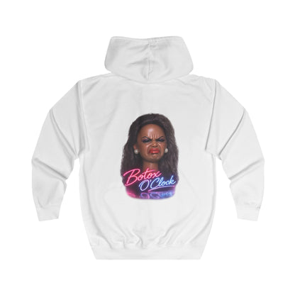 Botox O'Clock Zip Hoodie – Lustiges Neon Karikatur Motiv für Beauty-Fans, Grumpy Face Kapuzenjacke