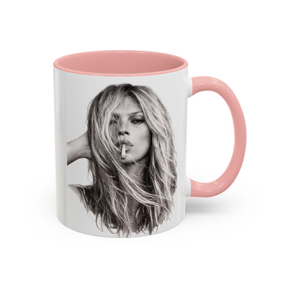 Kate Moss Tasse – Ikonisches Schwarz-Weiß Portrait Kaffeebecher | Fashion Legende Geschenk für Fans