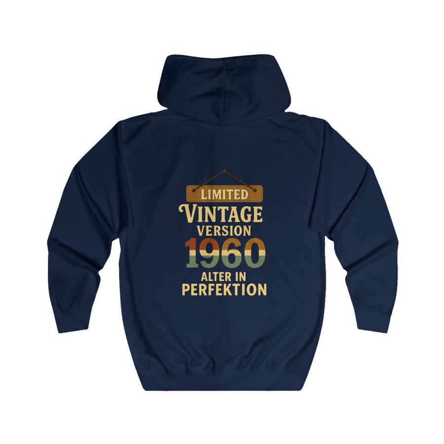 Geschenk zum 66. Geburtstag – Sweatjacke Jahrgang 1960 Limited Vintage – Oxford Navy – Rückenansicht