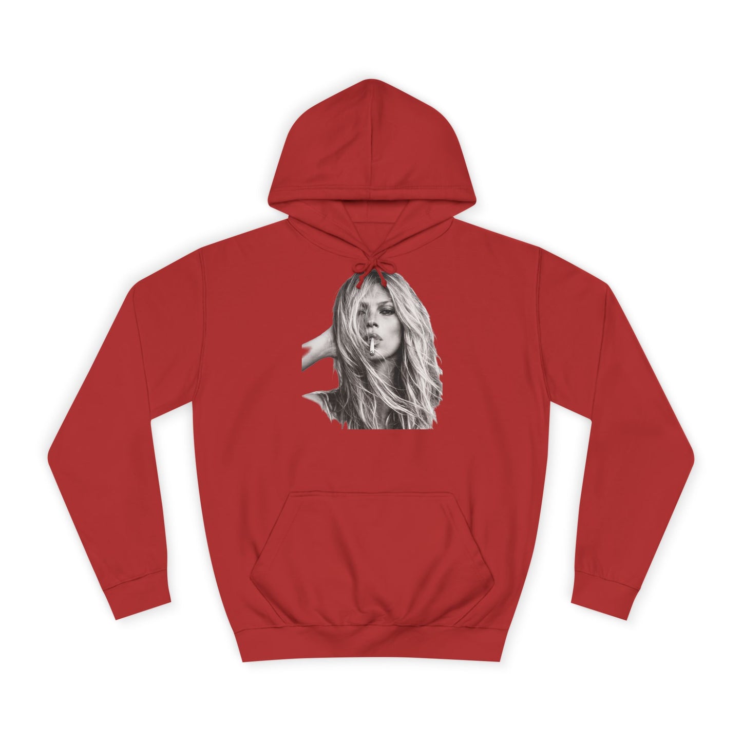 Kate Moss Hoodie – Ikonisches Schwarz-Weiß Porträt Kapuzenpullover für Fashion & Musik Fans