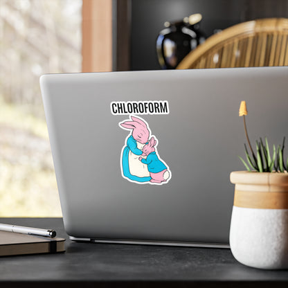 Chloroform Hase Sticker - Lustiger Bunny Anti-Meme Aufkleber - Ironischer Dunkler Humor Sticker für Laptop & Flaschen