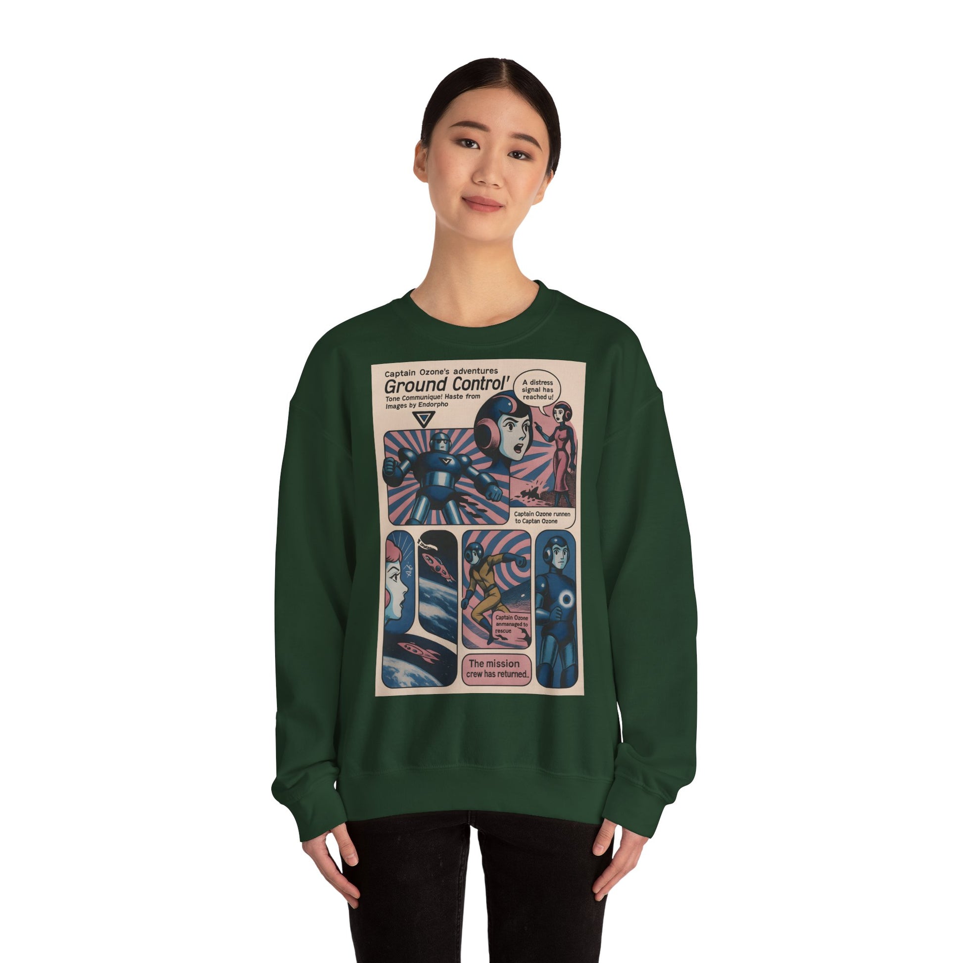 Retro Space Comic Sweatshirt – Captain Ozone „Ground Control“ Edition