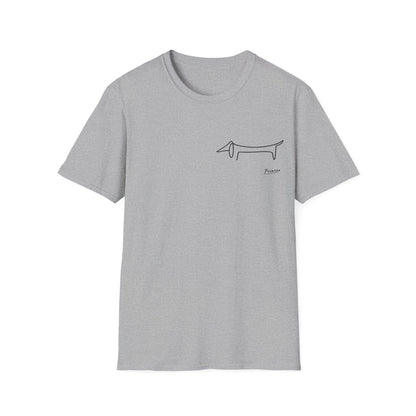 Picasso Dackel T-Shirt – Minimalistische Hundelinie mit Kultfaktor - kleines Motiv