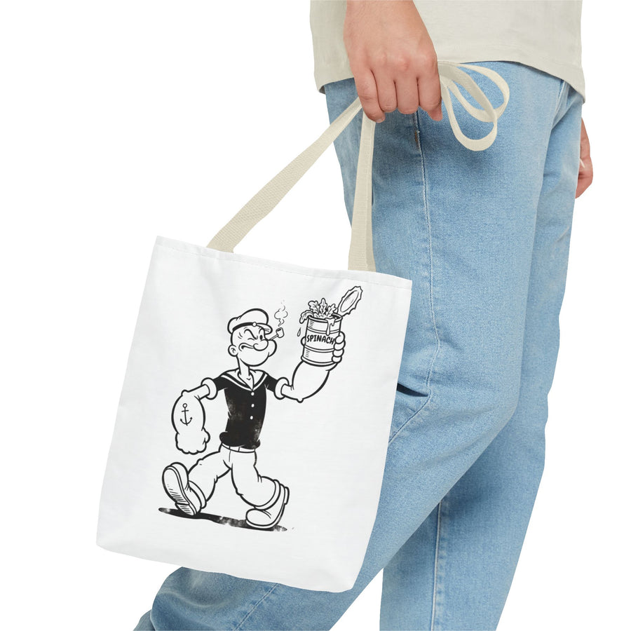Popeye Spinat Dose Comic Kult Tote Bag – Retro Sailor Beutel aus Polyester, ideal für Comic-Fans & Nostalgiker