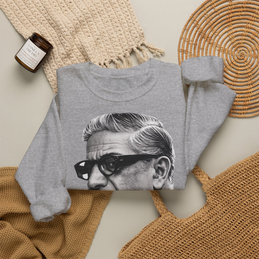 True Insights Sweatshirt Aristoteles Onassis Porträt mit Brille, Nahaufnahme Stoff und Druck Vintage Legenden