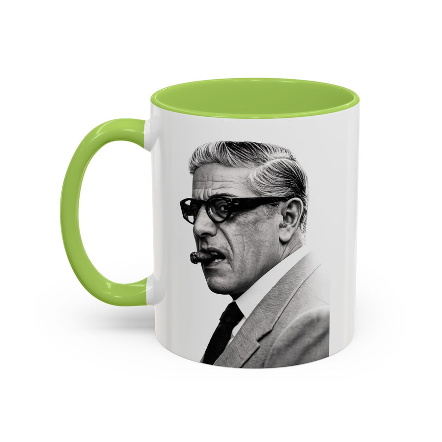 Mug Aristoteles Onassis – Portrait noir & blanc avec cigare & lunettes | Mug coloré pour fans d'histoire & de style