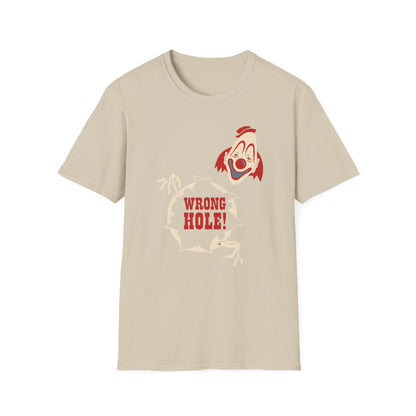 Wrong Hole! – Provokantes T-Shirt mit Clown und schwarzem Humor – Freches Satire-Design für mutige Statements | True Insights