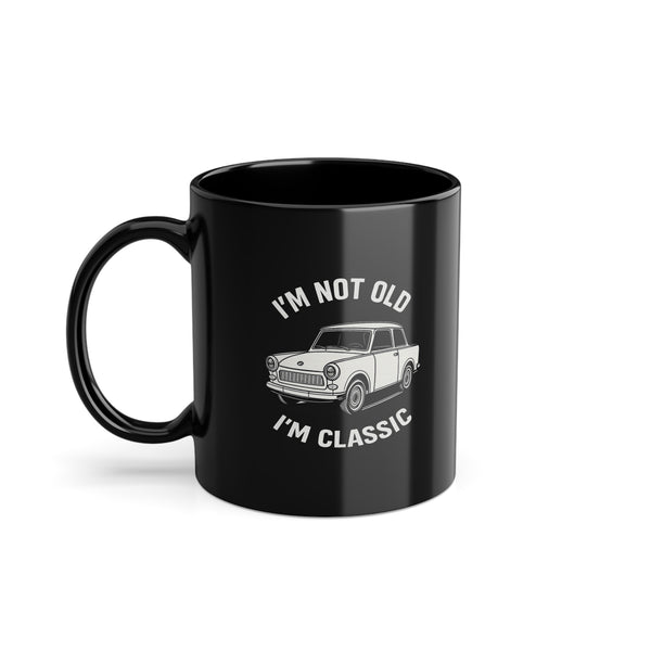 True Insights Tasse Trabi DDR Ostalgie Oldtimer Kaffeetasse in Schwarz mit Retro-Motiv