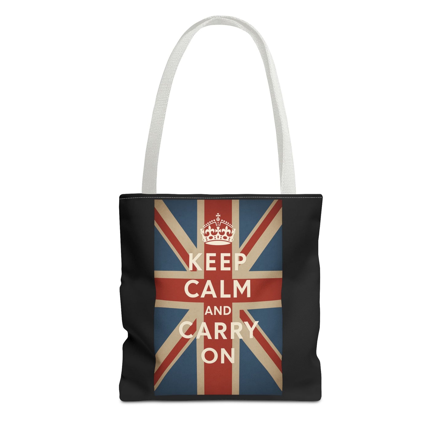 Keep Calm and Carry On Tote Bag – Union Jack Stoffen Tas met Kroon, Brits Kultmotief, Cadeau voor UK-Fans