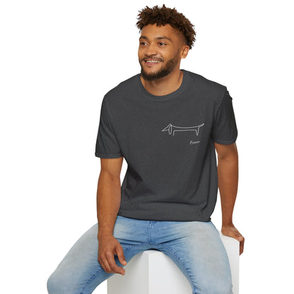 Picasso Dackel T-Shirt – Minimalistische Hundelinie mit Kultfaktor - kleines Motiv