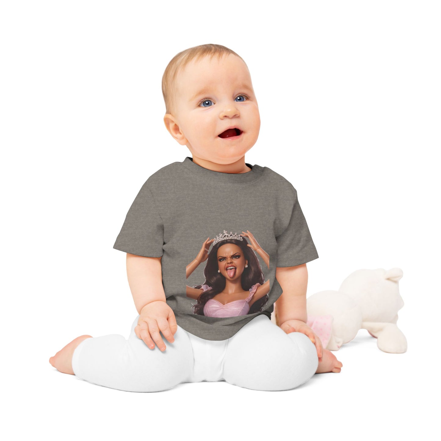 Barbicore Baby T-Shirt – Freche Prinzessin mit Krone & Zunge raus | Lustiges Diva-Motiv für Babys & Kleinkinder