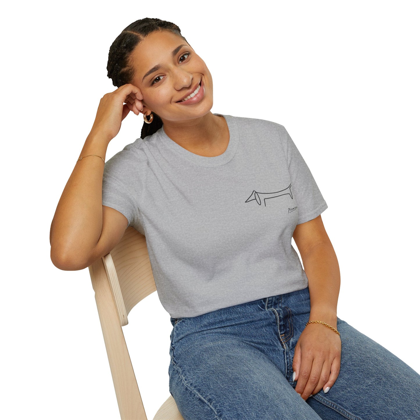 Picasso Dackel T-Shirt – Minimalistische Hundelinie mit Kultfaktor - kleines Motiv