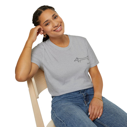 Picasso Dackel T-Shirt – Minimalistische Hundelinie mit Kultfaktor - kleines Motiv