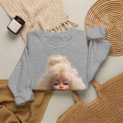 Retro Puppen Portrait T-Shirt Damen | 80er Jahre Blond Doll Fashion Shirt | Pinke Jacke Vintage Style Geschenk