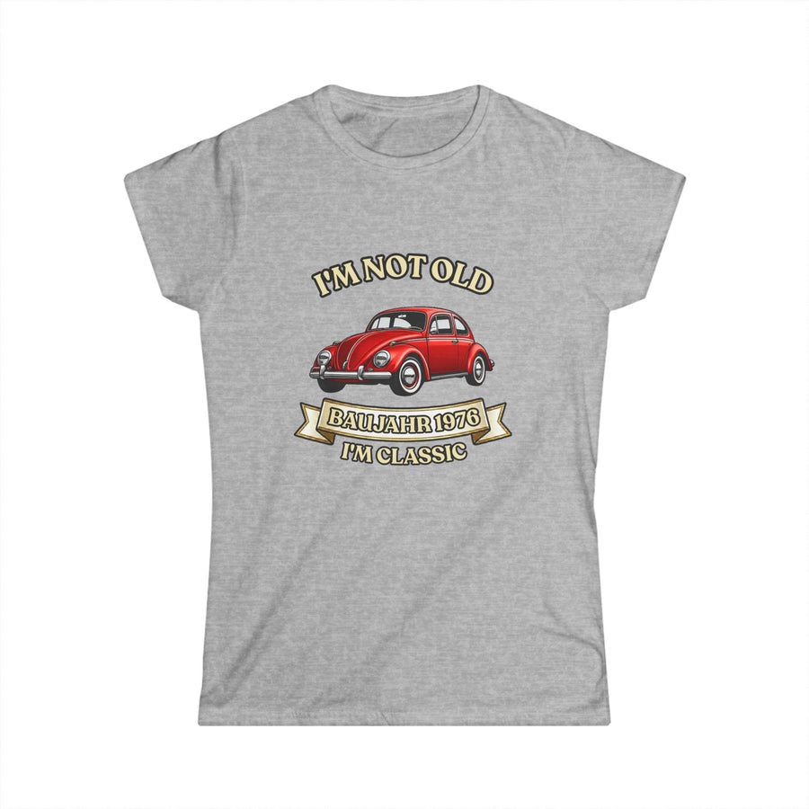 True Insights Damen Shirt Baujahr 1976 Oldtimer Motiv in Sport Grey, Vintage Geschenk zum 50. Geburtstag