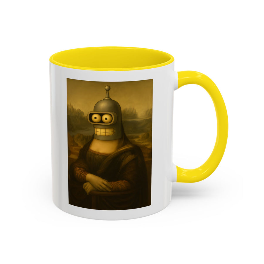 True Insights Tasse Bender Mona Lisa satirisches Parodie Motiv in Gelb