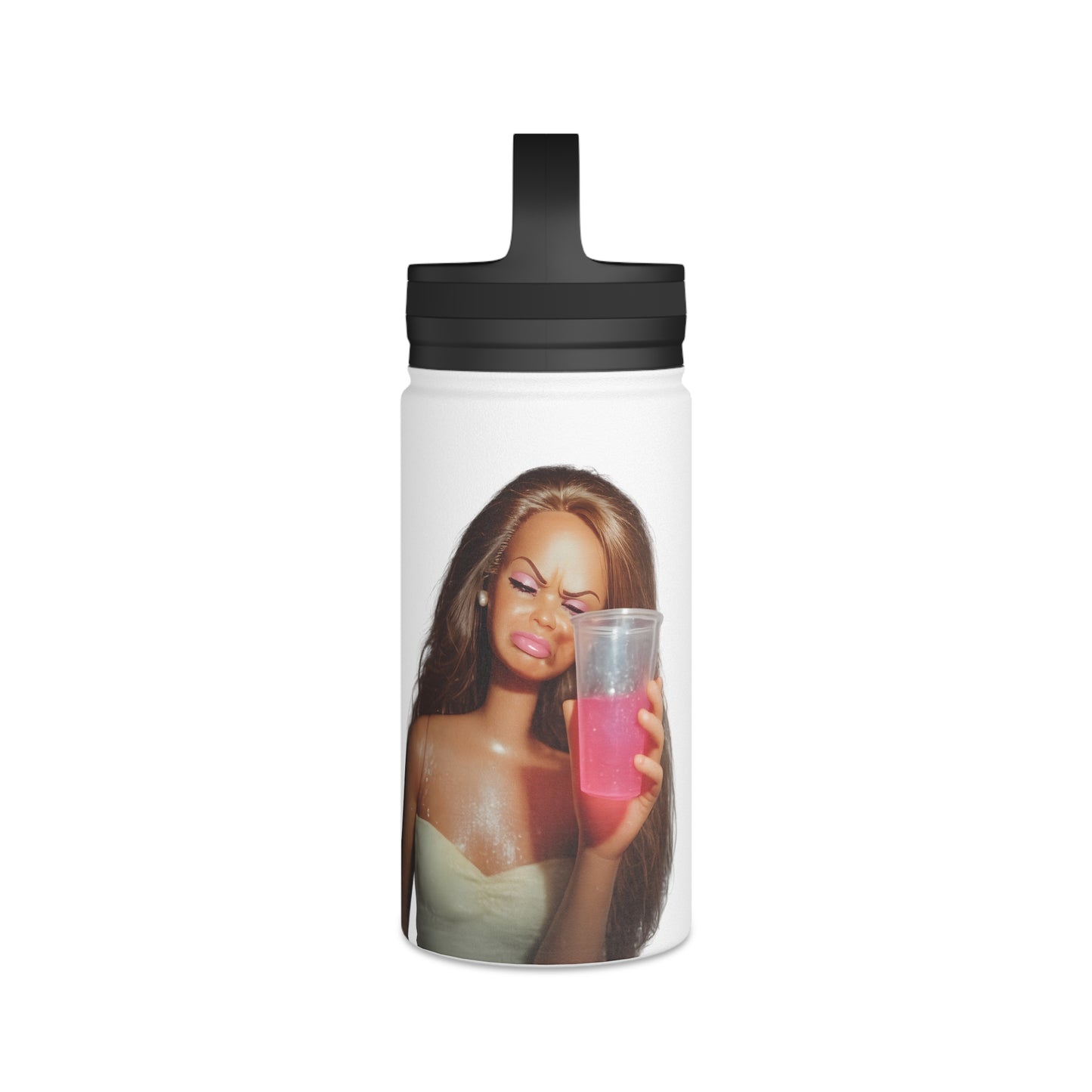 Doll Meme Barbicore Edelstahl Trinkflasche – Cute Blonde Doll Design mit Griffdeckel, isoliert | Lustiges Meme Geschenk für Sie