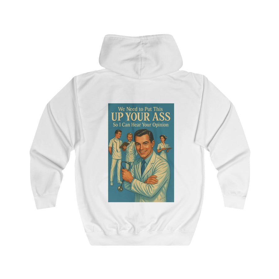 True Insights We Need to Put This Up Your Ass Zip-Hoodie – Retro-Arzt-Motiv mit schwarzem Humor