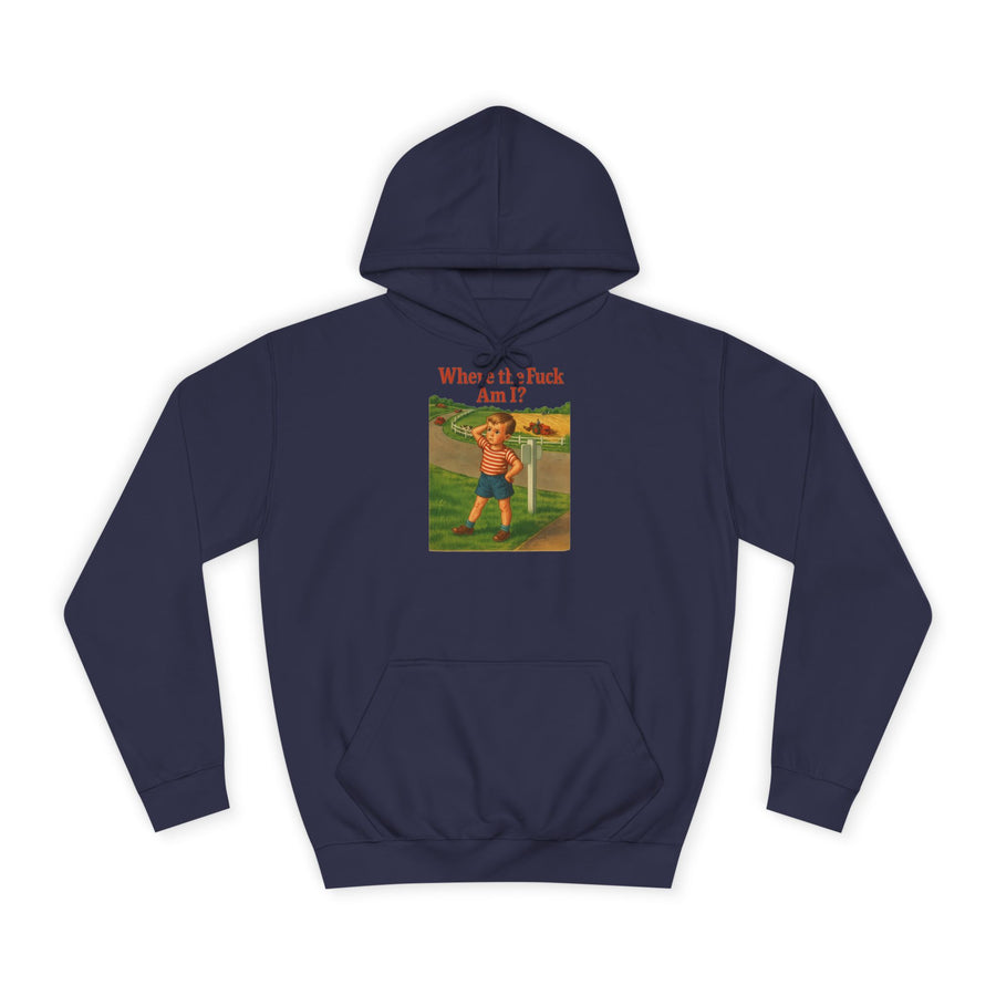 True Insights Where the F*ck Am I? Hoodie – Vintage-Motiv mit nostalgischem Lost-Boy in Oxford Navy
