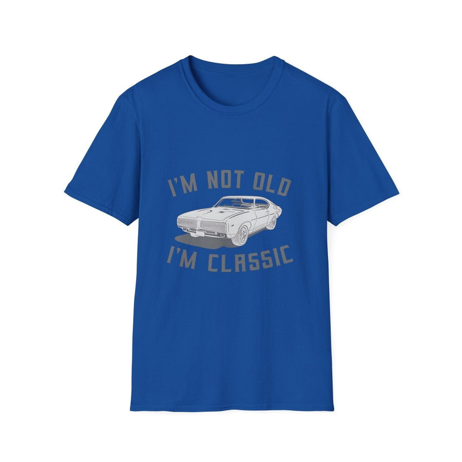 True Insights T-Shirt I'm Not Old I'm Classic Muscle Car Retro Motiv in Royalblau mit Oldtimer Print