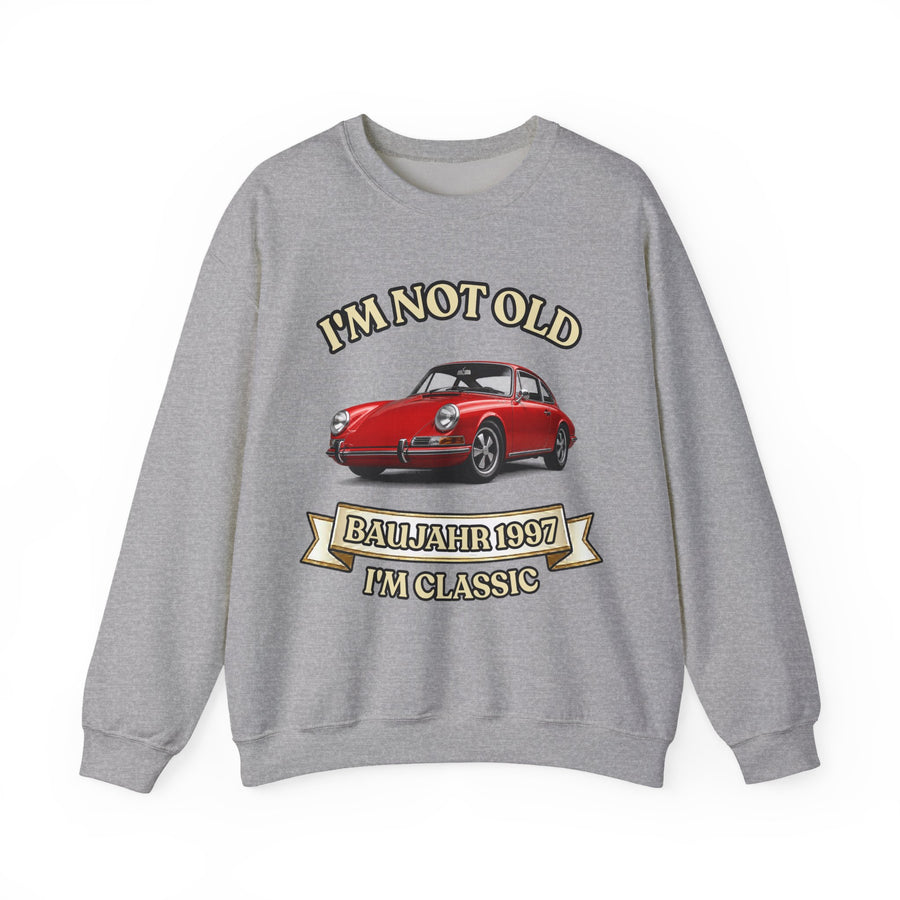 True Insights Geschenk zum 30. Geburtstag – Pullover Jahrgang 1997 mit Porsche-Motiv | Sweatshirt in Sport Grey