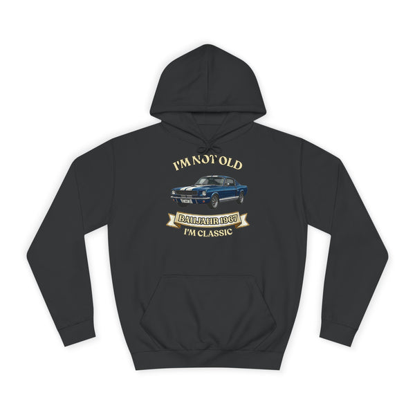 Geschenk zum 60. Geburtstag – Hoodie Jahrgang 1967 Muscle Car – Jet Black – Vorderseite