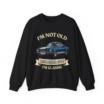 Geschenk zum 50. Geburtstag – Pullover Jahrgang 1977 Muscle Car – Black – Vorderseite