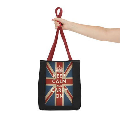 Keep Calm and Carry On Tote Bag – Union Jack Stoffen Tas met Kroon, Brits Kultmotief, Cadeau voor UK-Fans