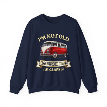 Geschenk zum 30. Geburtstag – Pullover Jahrgang 1996 VW Bulli – Navy – Vorderseite
