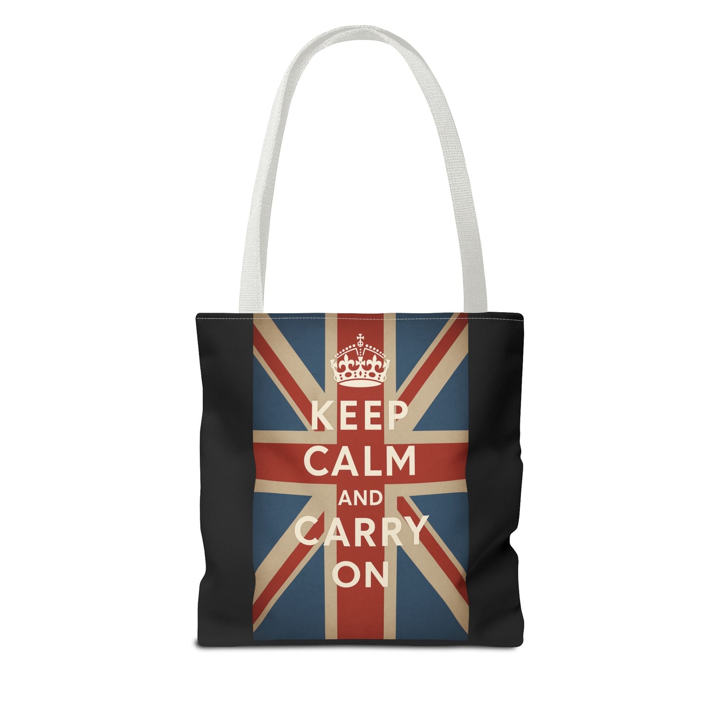 Keep Calm and Carry On Tote Bag – Union Jack Stoffen Tas met Kroon, Brits Kultmotief, Cadeau voor UK-Fans