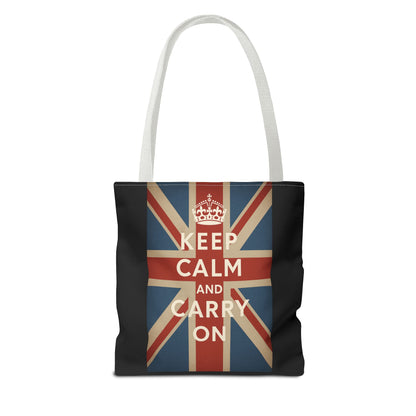 Keep Calm and Carry On Tote Bag – Union Jack Stoffen Tas met Kroon, Brits Kultmotief, Cadeau voor UK-Fans