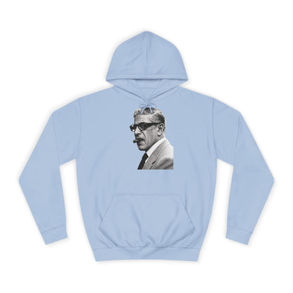 Aristoteles Onassis Hoodie – Ikonisches Portrait mit Zigarre & Brille | Vintage Schwarz-Weiß Kult Kapuzenpullover