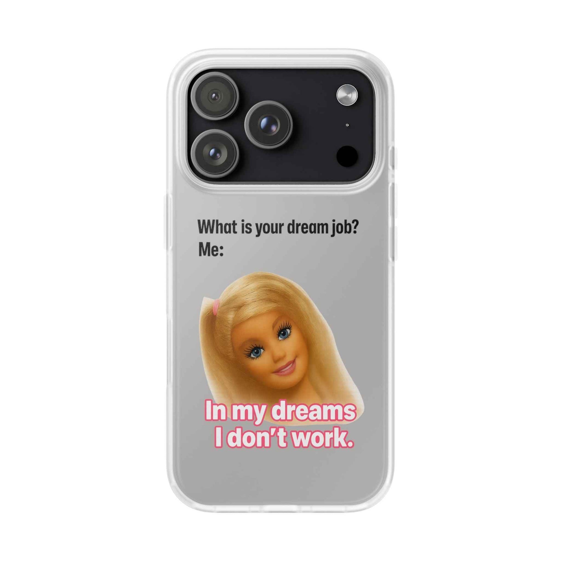 Traumjob Handyhülle – Satirische Anti-Work Phone Case mit Puppen-Illustration