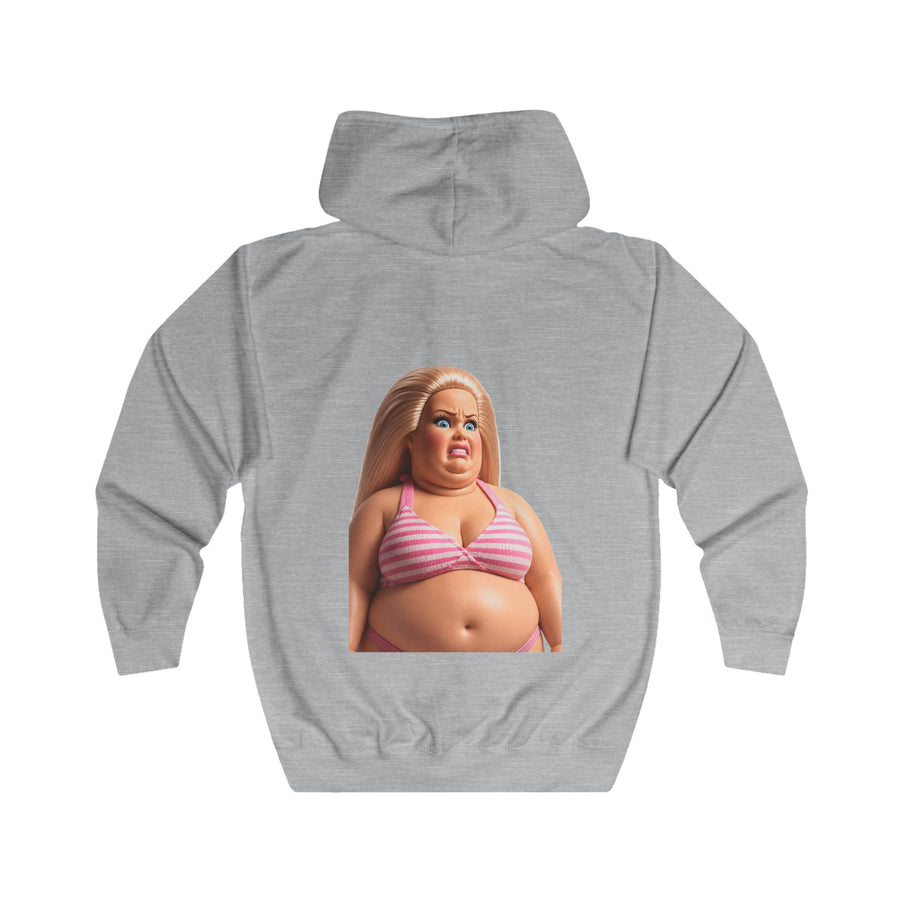 True Insights Genervte Blondine Zip-Hoodie – Lustiges Statement-Motiv mit Bikini-Puppe