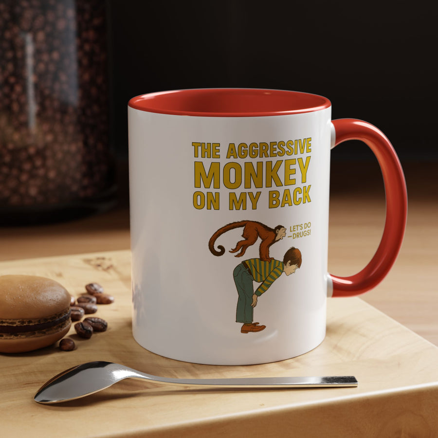 Mug Aggressive Monkey On My Back - Tasse drôle rétro vintage