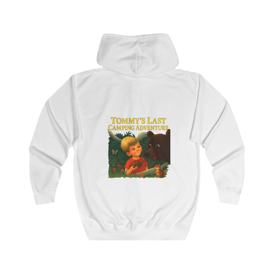 Tommy's Last Camping Adventure Zip-Hoodie – Schattig ontmoet vreemd – Retro-kinderboek-motief