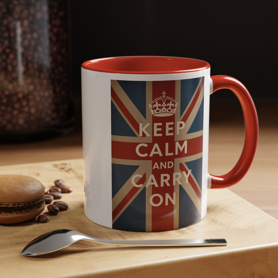 Mug Keep Calm and Carry On – Tasse Union Jack rétro British avec couronne