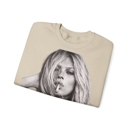 Kate Moss Sweatshirt – Schwarz-Weiß Portrait Kult-Pullover für Fashion & Vintage Fans, ikonisches Model Motiv