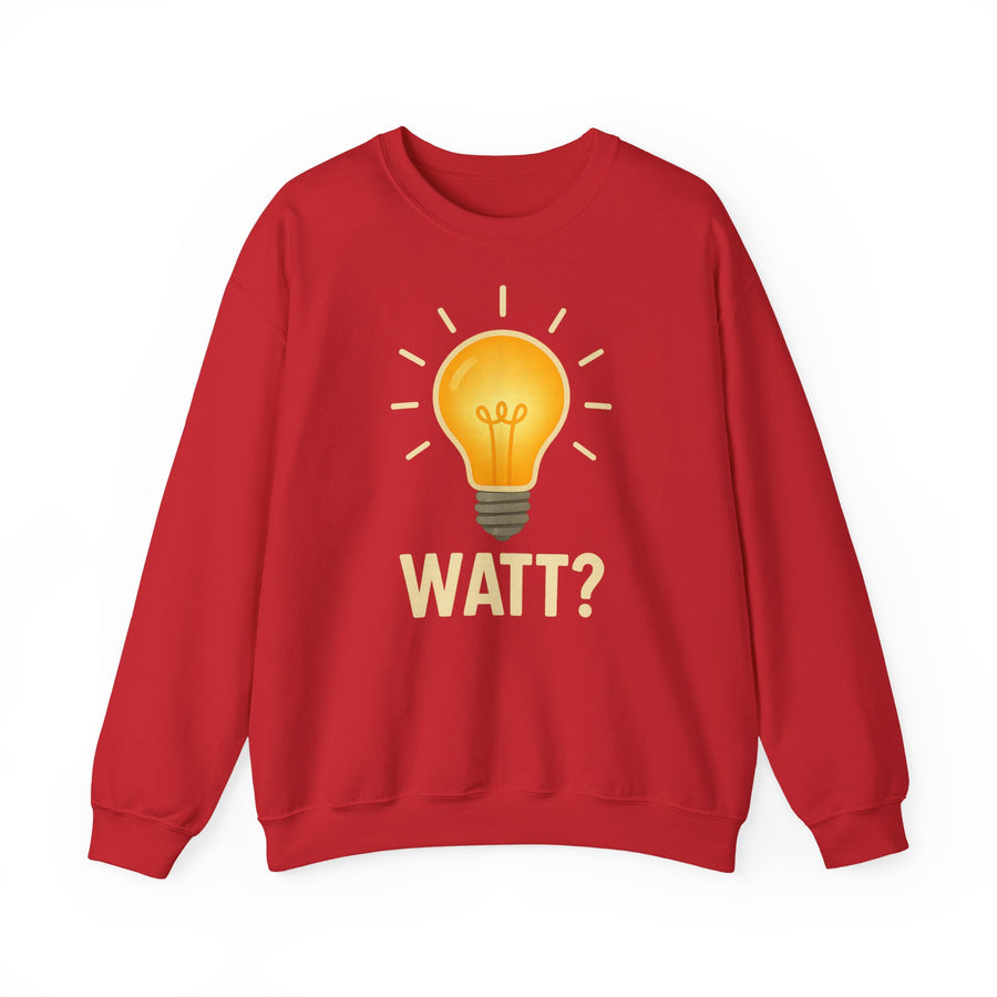 True Insights Watt? Glühbirne Sweatshirt – Witziges Wortspiel-Motiv in Red