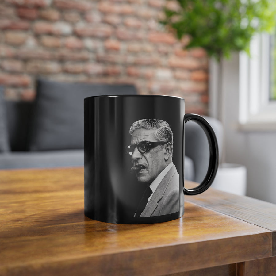 Mug Aristote Onassis Noir – Portrait Iconique Noir & Blanc, Tasse pour Fans de Vintage & Collectionneurs