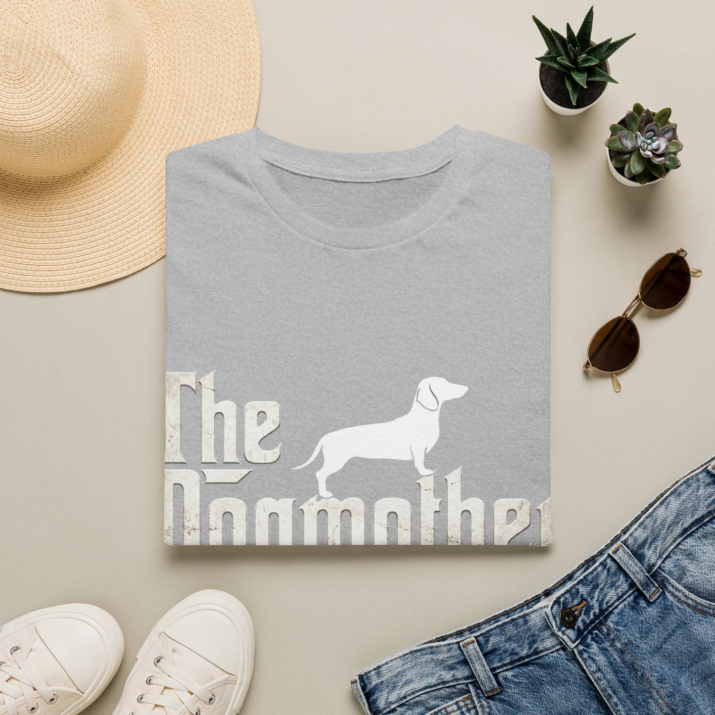True Insights Damen T-Shirt The Dogmother mit Dackel Motiv, lustiges Hundemama Geschenk