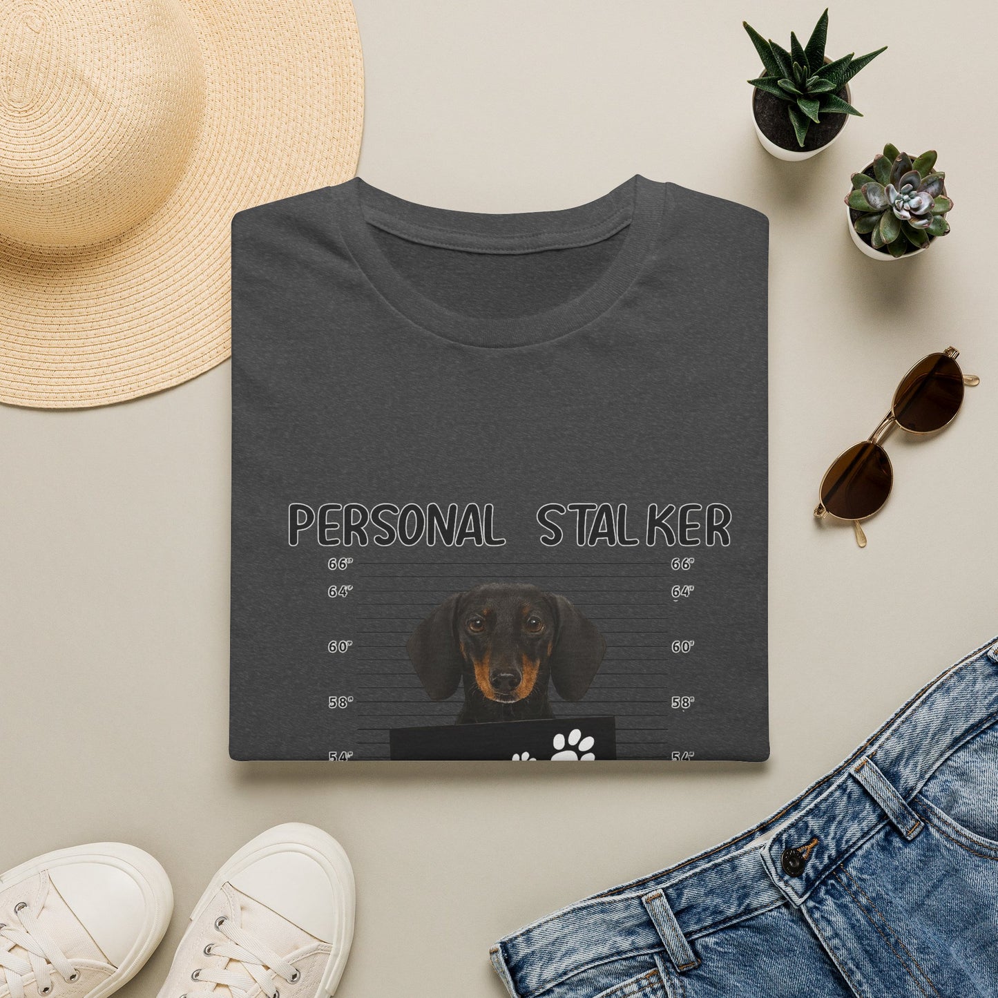 Dackel Personal Stalker T-Shirt - Lustiges Hunde Shirt für Dackelbesitzer - I Will Follow You Wherever You Go - Geschenk für Hundeliebhaber