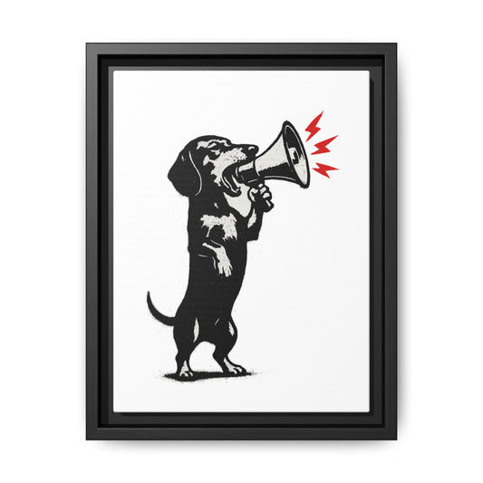 Dog with Megaphone – Satirisches Banksy-inspiriertes Kunstmotiv | Statement Design