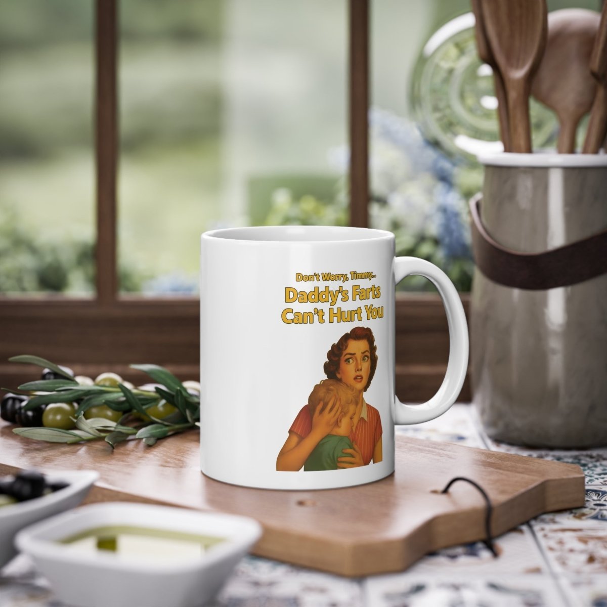 Daddy’s Farts – Satirische Retro-Tasse mit bösem Humor