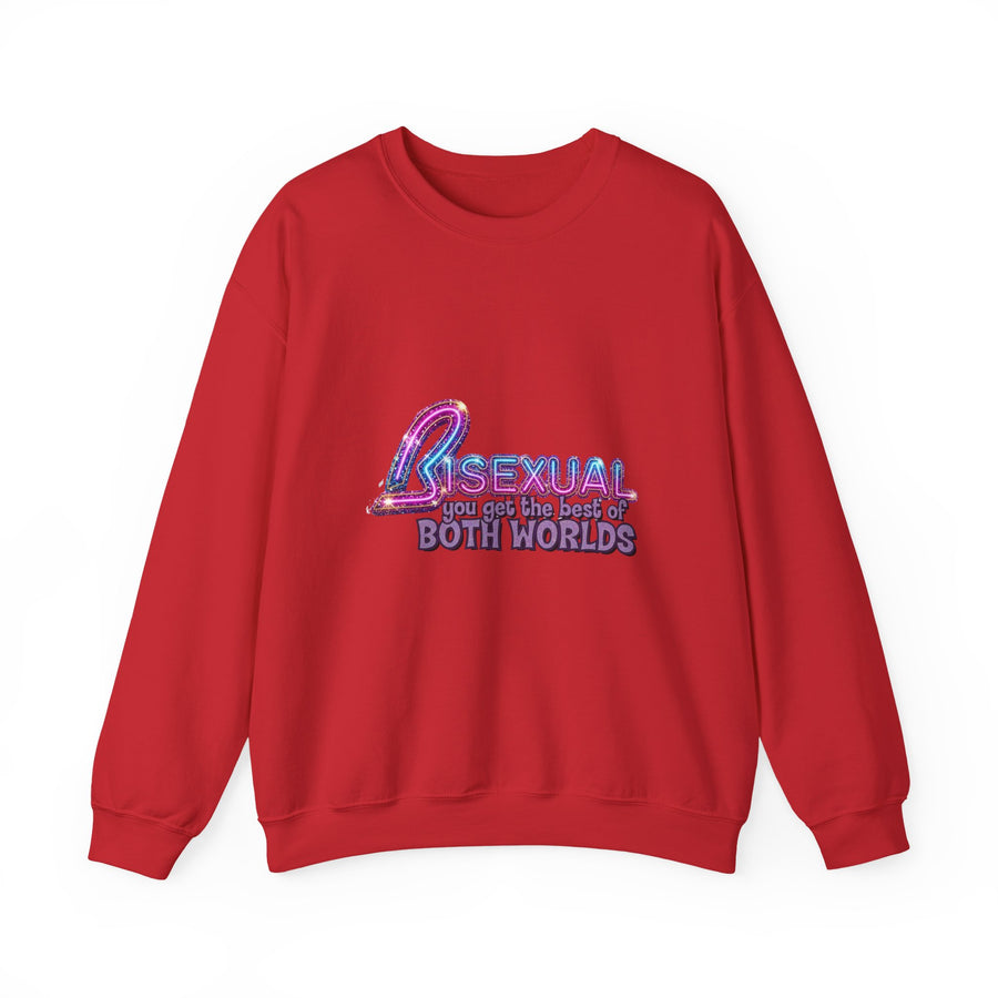 Bisexual – Best of Both Worlds Sweatshirt – Glittermotief voor Bi Pride en Pride