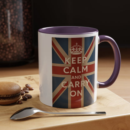 Mug Keep Calm and Carry On – Tasse Union Jack rétro British avec couronne