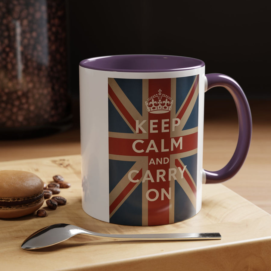Mug Keep Calm and Carry On – Tasse Union Jack rétro British avec couronne