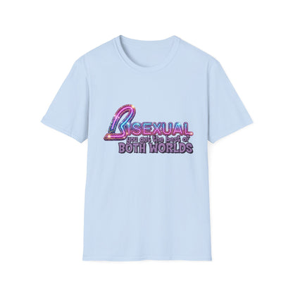 True Insights T-Shirt Bisexual Best Of Both Worlds Bi Pride CSD Glitzer-Look in Hellblau