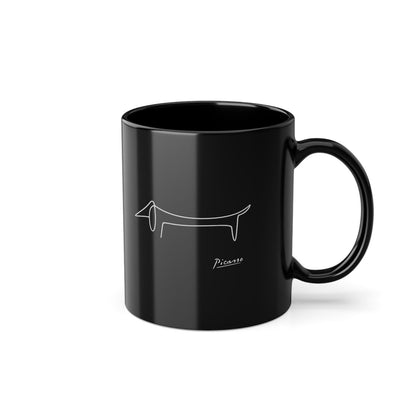 Dackel Picasso Tasse Schwarz | Lump Line Art Kaffeebecher | Dackel Geschenk